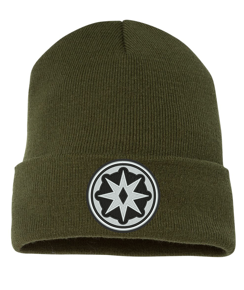 OLive Cuffed Beanie Flower Logo